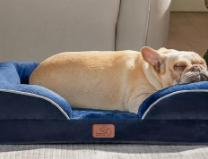 Bedsure大型犬骨科狗床 - 大号可水洗狗沙发床，高密度支撑泡沫宠物沙发床，可拆卸可水洗套，防水内衬和防滑底座，海军蓝色