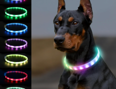 Joytale 发光狗项圈，可剪裁防水LED狗项圈，9种闪烁模式，柔软硅胶夜间安全项圈，轻便USB可充电项圈，适用于大中小型犬 