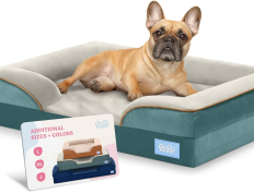 骨科沙发式犬床 - 为中型犬设计的超舒适犬床 - 透气防水宠物床 - 带额外头颈支撑的鹅卵石泡沫沙发床 - 可拆卸可洗床套，底部防滑设计