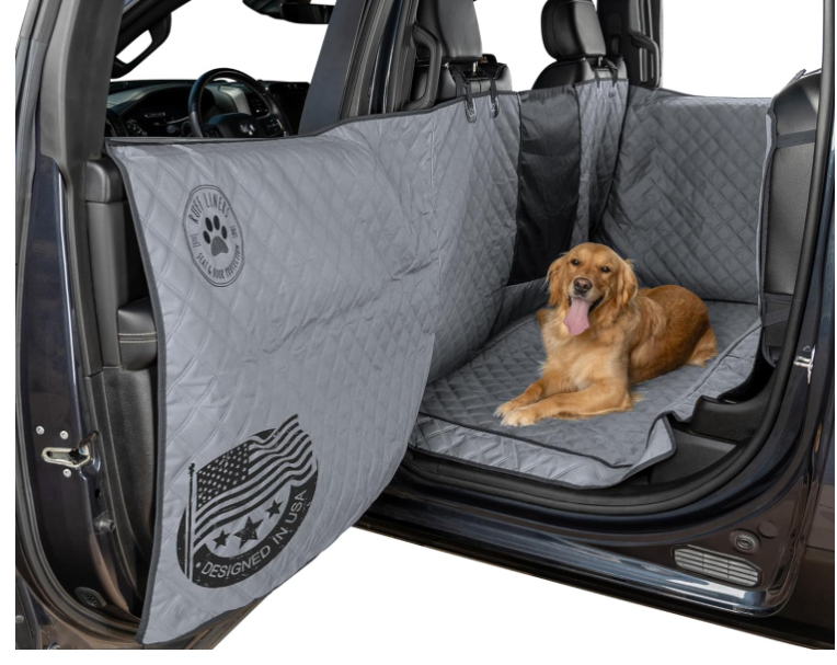 Ruff Liners 汽车后座犬用吊床及车门套，适用于配备翻转后座的大型卡车，XL防水全背座椅保护套，可机洗，安装简便，附带旅行袋