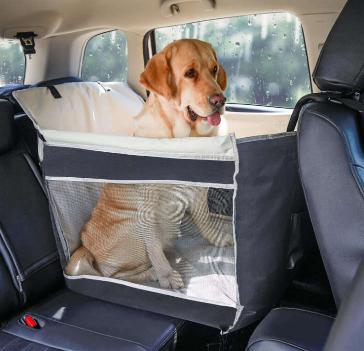 狗狗汽车座椅，大型犬用安全带旅行宠物提升座套防水垫，适用于中小型犬和幼犬，带储物口袋的宠物用品配件